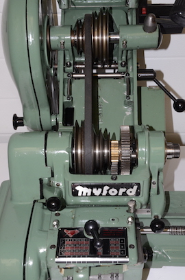 pulley Myford Super 7B lathe with gearbox, power cross feed, & Induction Hardened bedways, for sale