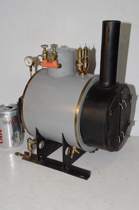 Main view horizontal live steam boiler stationary or marine model boat launch for sale