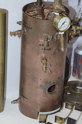 side 5" vertical copper live steam boiler by Tubal Cain for sale