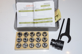 Arrand ER25 collet set with Myford spindle fitting collect chuck for sale