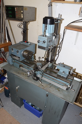 front Emcomat 7 Emco lathe with milling column head attachment for sale