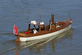 stern view live steam launch Maxwell Hemmens Maxi 11 twin plant cheddar models boiler gas for sale