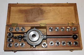front view lever action collet chuck myford lathe for sale