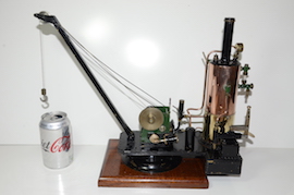 main live steam model crane + boiler twin oscillating engine for sale