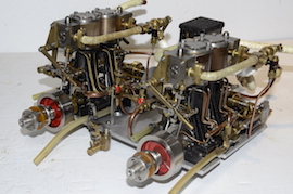 main view Stuart double 10 vertical live steam marine engine for sale