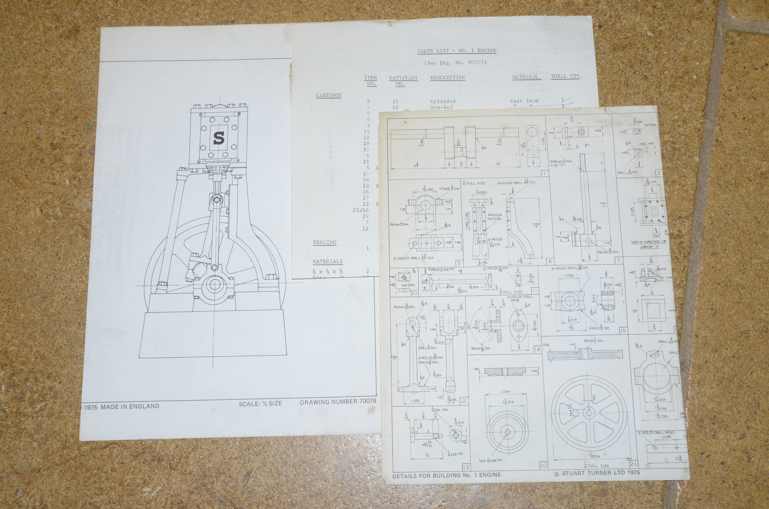 drawings Stuart No 1 live steam vertical engine castings for sale