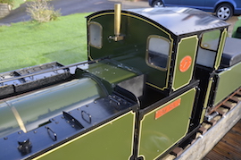 window 7 1/4" gauge Tom Rolt live steam loco for sale. 0-4-2 Talyllyn Railway No 7. Professional John Ellis copper boiler.