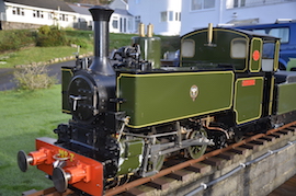 front 7 1/4" gauge Tom Rolt live steam loco for sale. 0-4-2 Talyllyn Railway No 7. Professional John Ellis copper boiler.