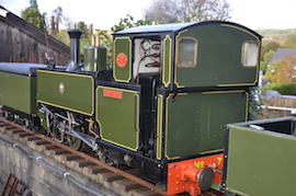 rear 7 1/4" gauge Tom Rolt live steam loco for sale. 0-4-2 Talyllyn Railway No 7. Professional John Ellis copper boiler.