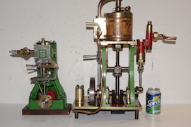 Vintage Vertical Single Marine Live Steam Engine For Sale